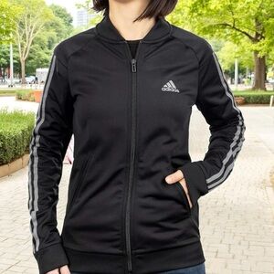 NEW, Adidas, Black 3-Stripes Classic Track Jacket Zip-Up, Plus Size 2XL